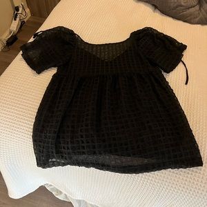 Medium Urban Outfitters Black Polyester Babydoll Blouse